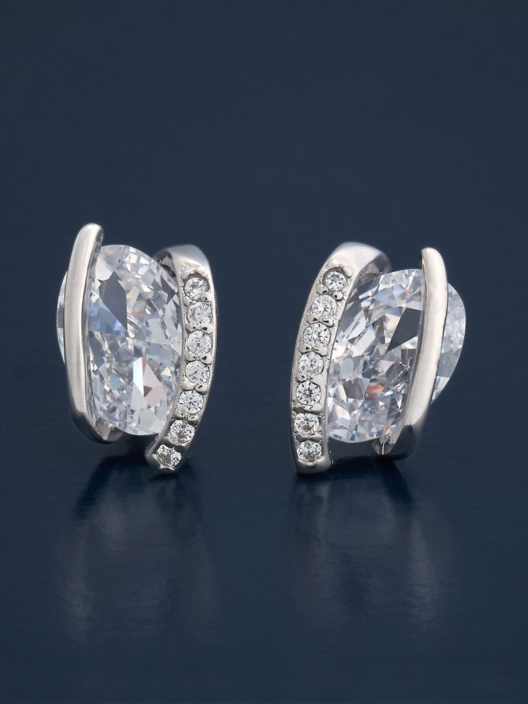 

Kushal's Fashion Jewellery 92.5 Sterling Silver Rhodium-Plated Zircon Classic Studs, White