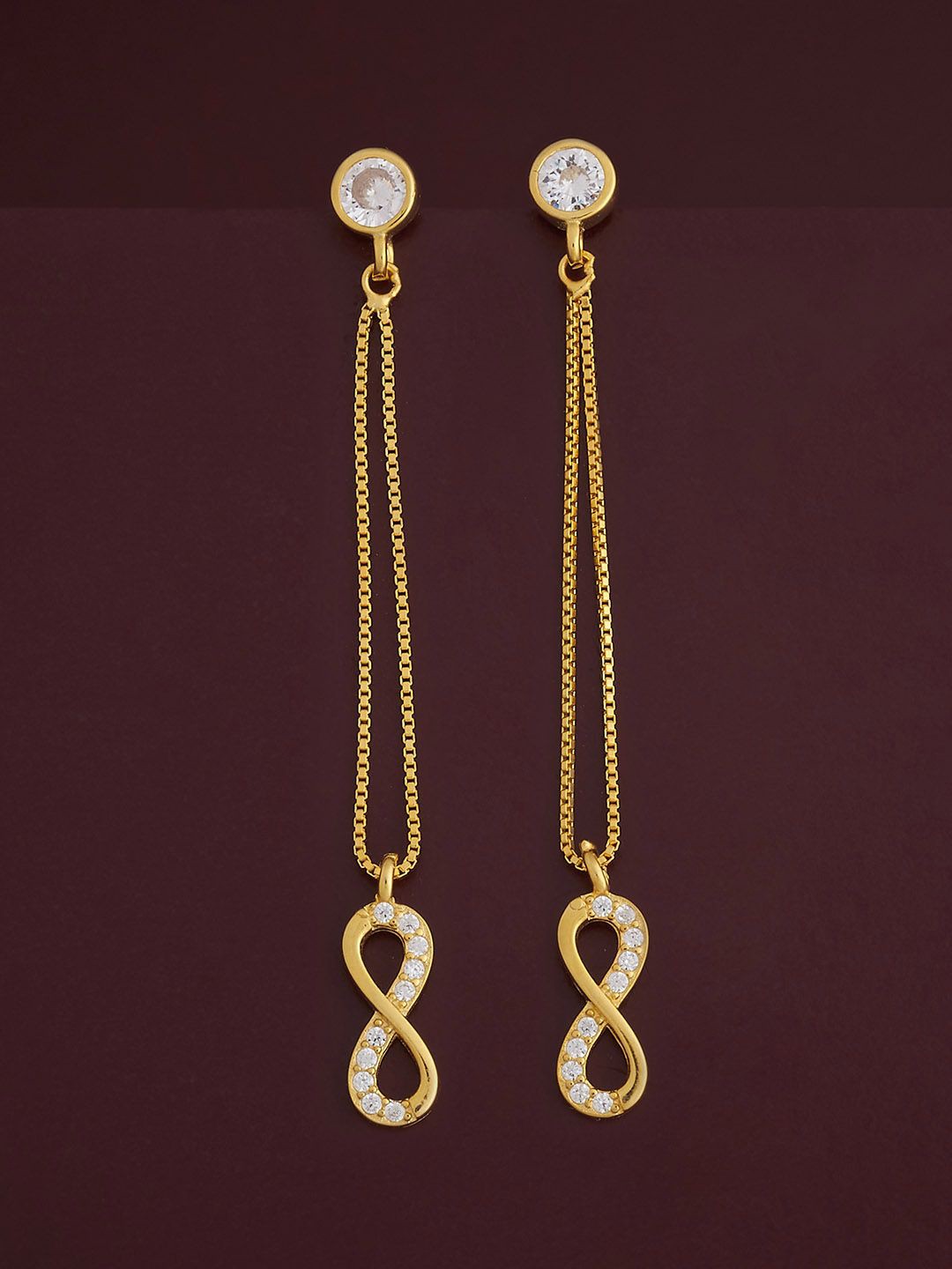 

Kushal's Fashion Jewellery 92.5 Silver Gold-Plated Classic Zircon Drop Earrings