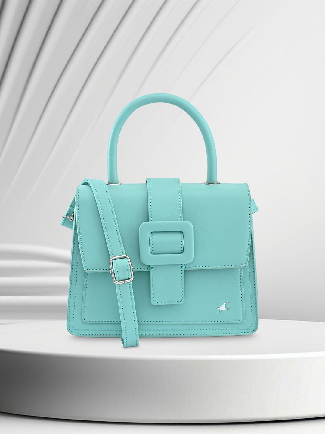 

Fastrack Women Solid Structured Satchel Bag, Turquoise blue