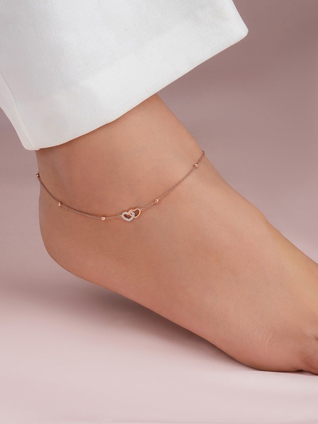 

Zavya Rhodium-Plated Anklet, Rose gold