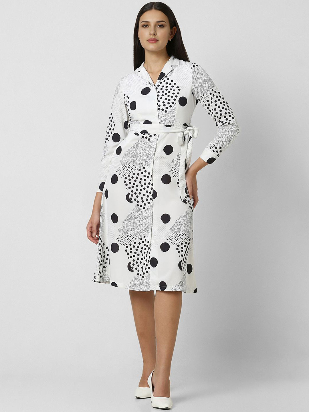

Van Heusen Woman Polka Dot Print Monochrome Shirt Dress, White