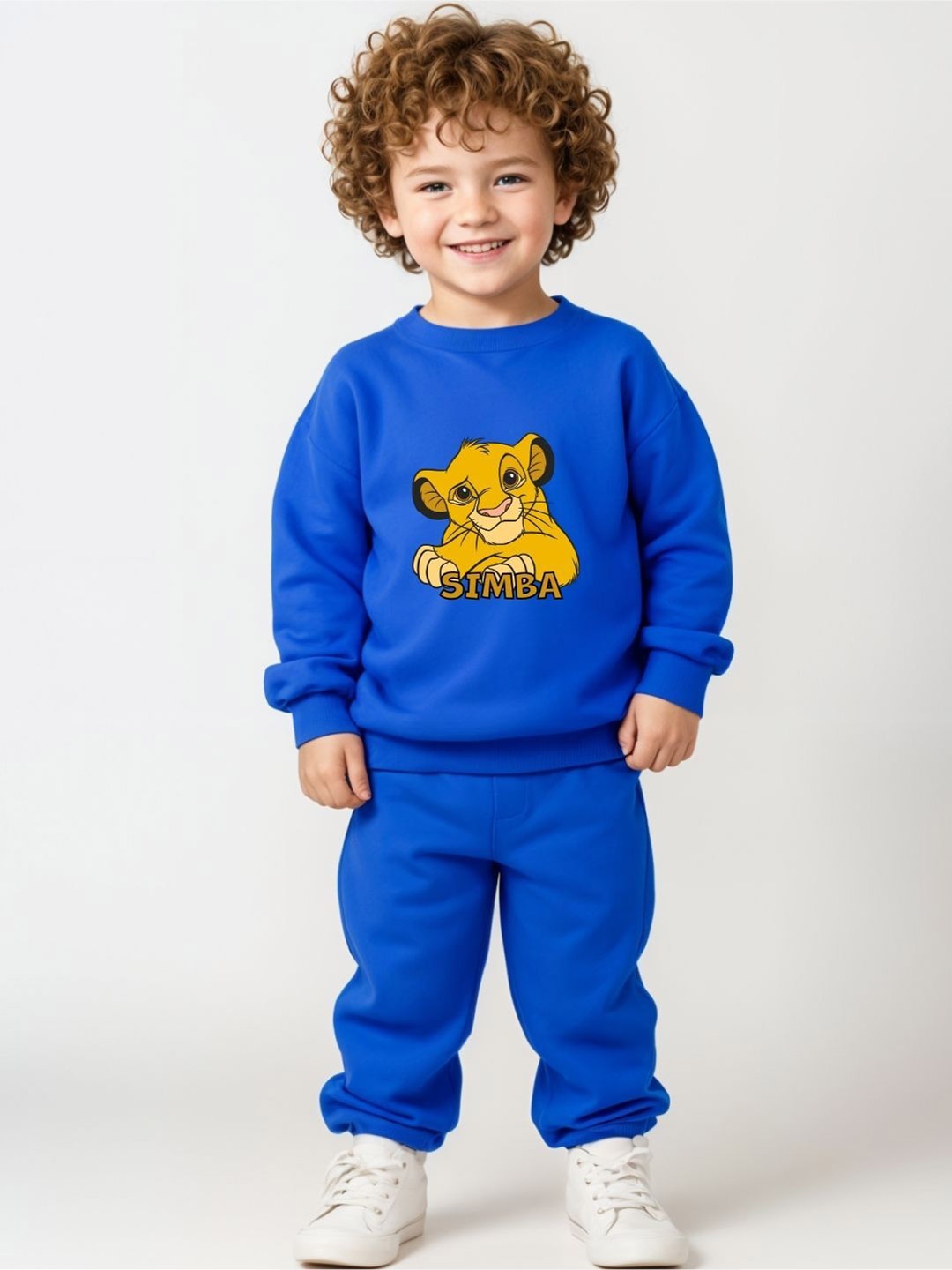 

Minicult Kids Printed Round Neck Pure Cotton Sweatshirt With Jogger, Blue