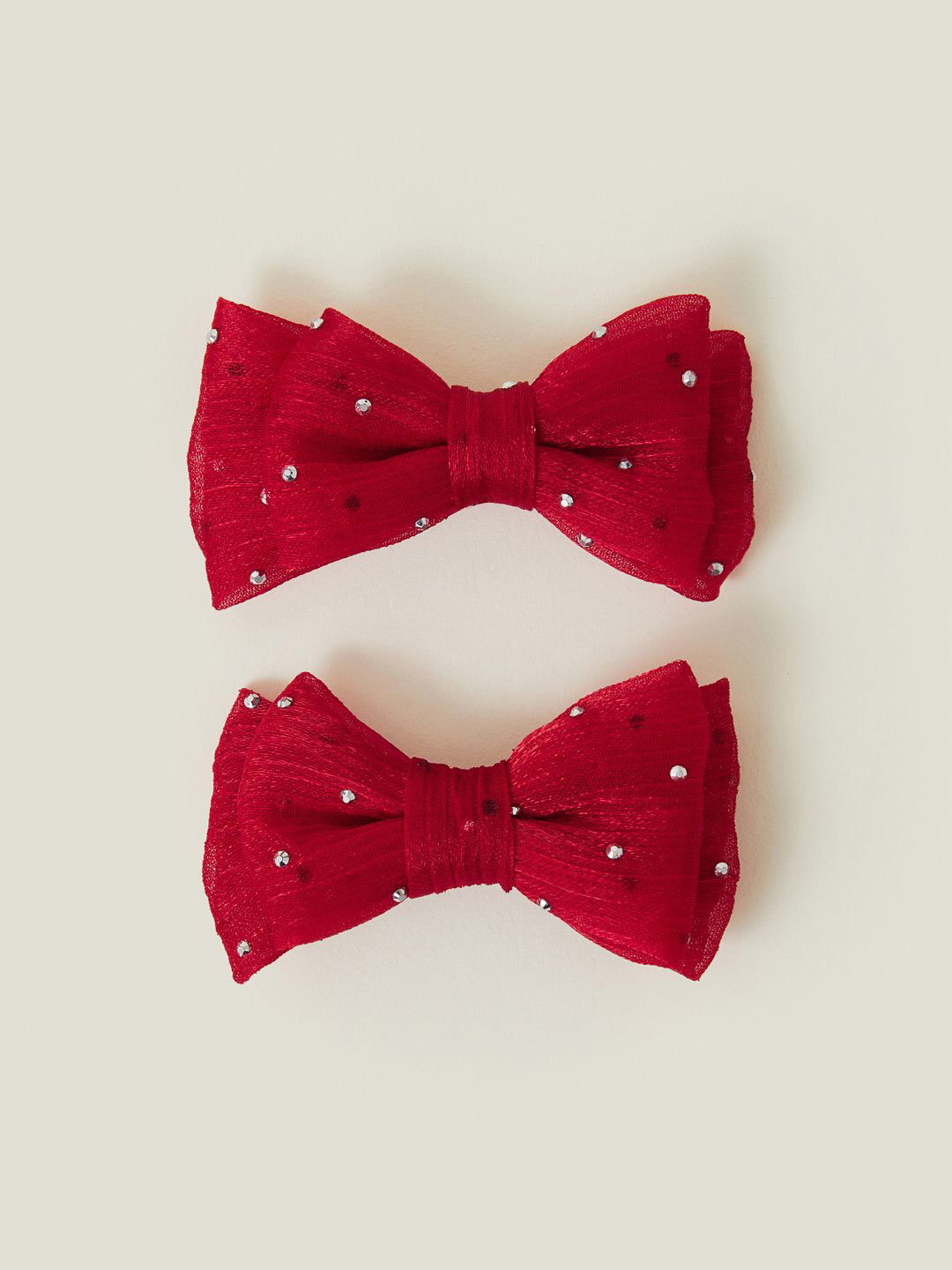 

Accessorize Girls Set of 2 Bow Embellished Alligator Hair Clip, Red