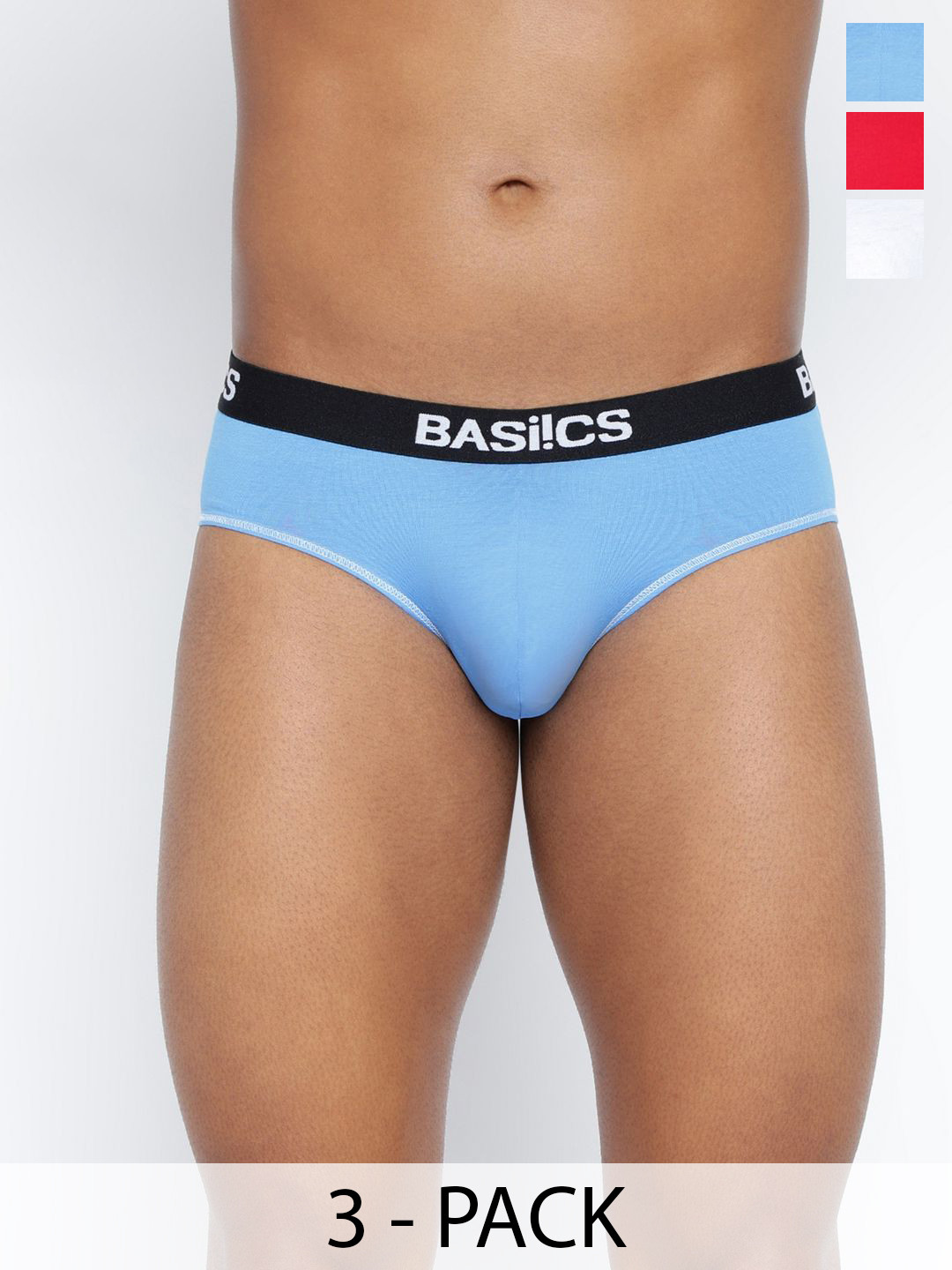 

BASIICS by La Intimo Pack Of 3 Low Rise Basic Briefs - IBCSBR040C135, Blue