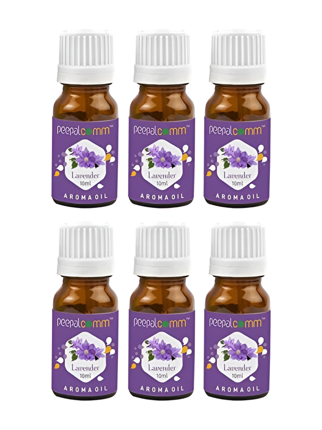 

PEEPALCOMM 6-Pcs Black Lavender Aroma Oils - 10 ml