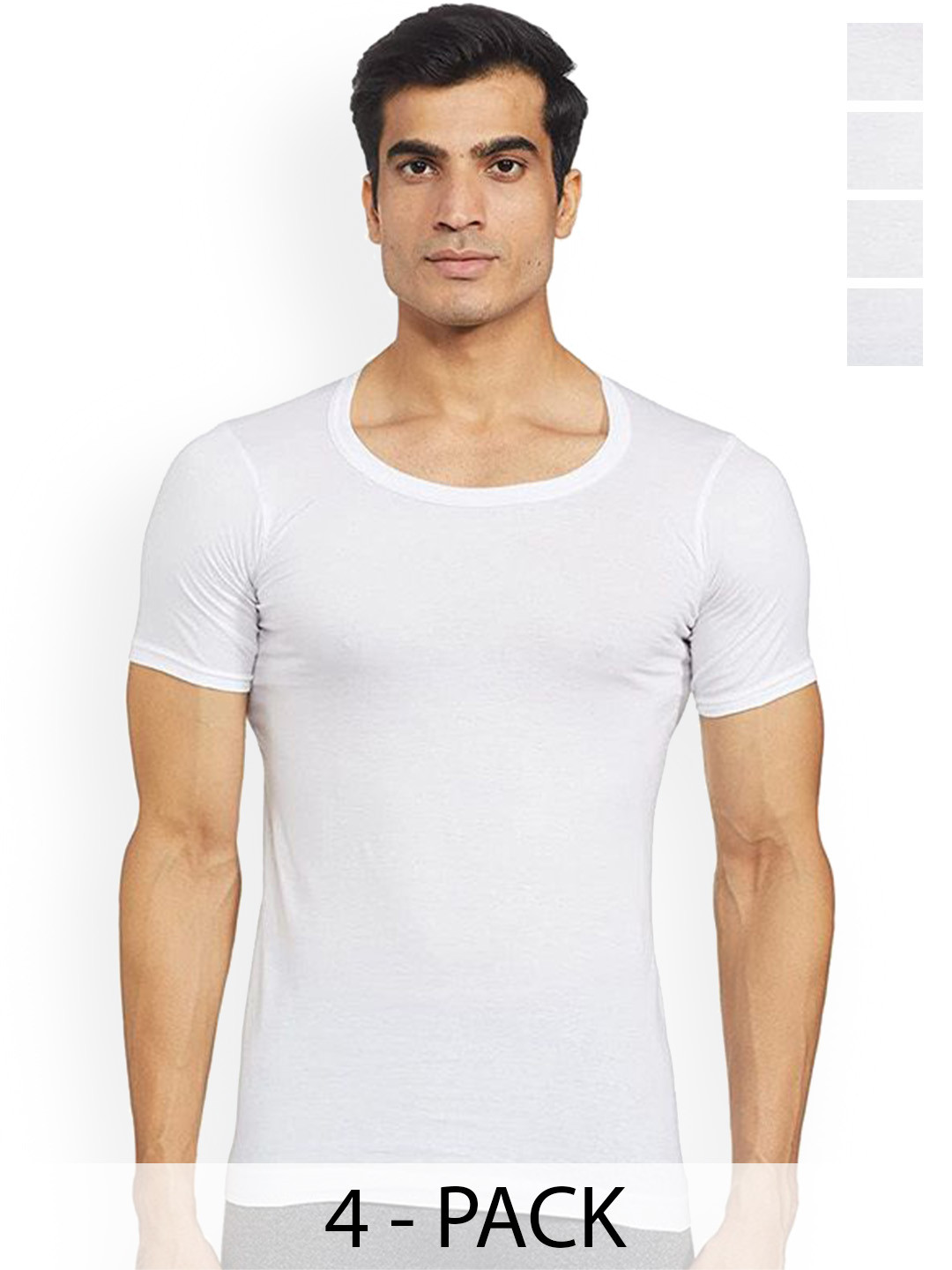 

Rupa Pack Of 4 Cotton Undershirt Vests Frontline-Sky-White-RNS-4-85