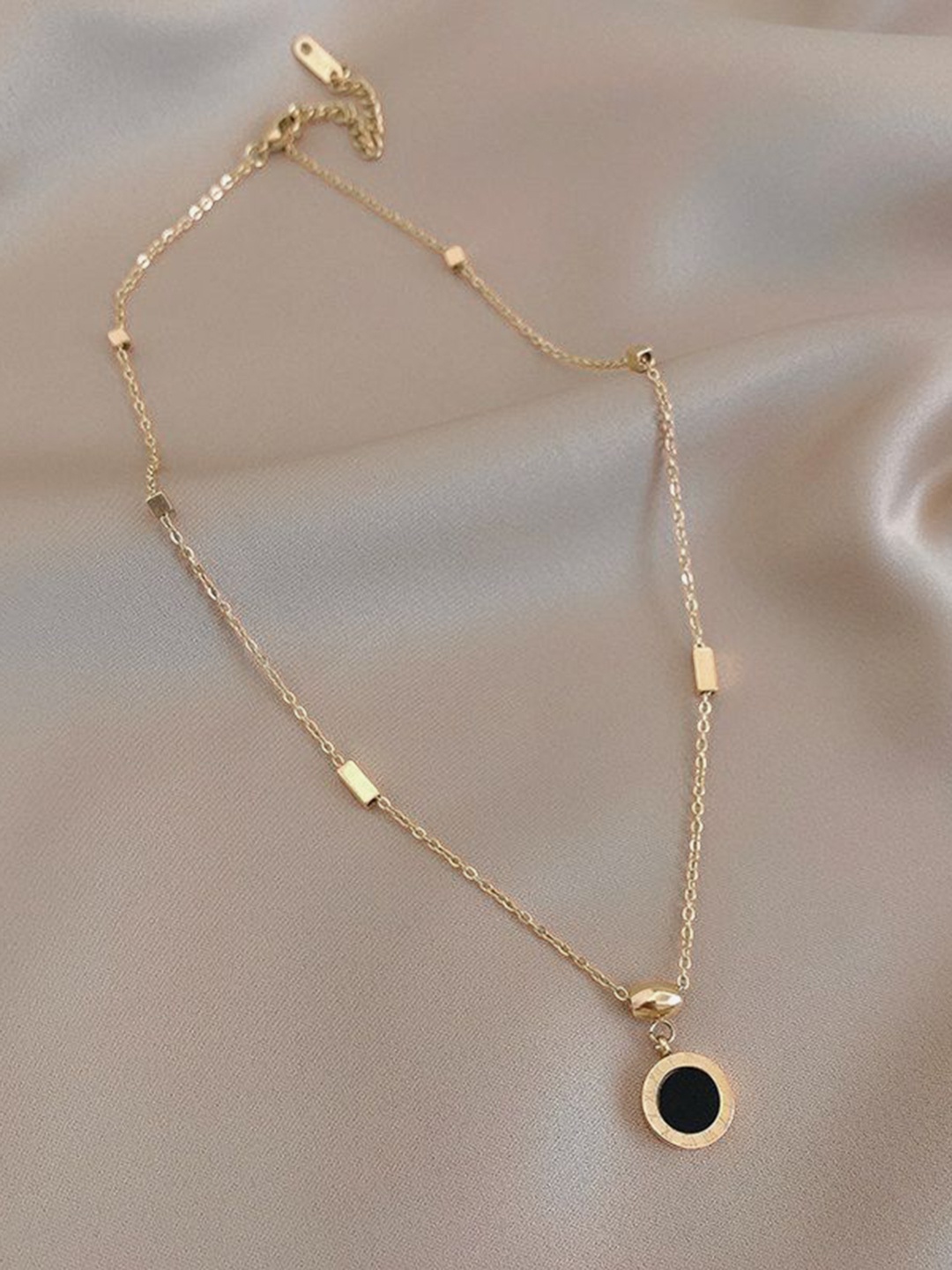 

DIVASTRI Stainless Steel Gold-Plated Contemporary Shaped Anti-Tarnish Pendants With Chains