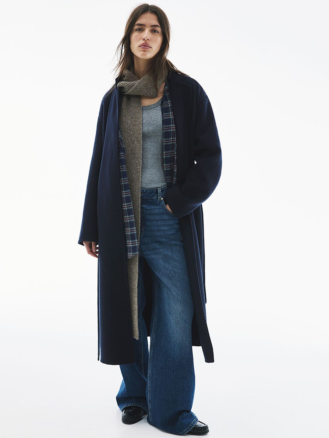 

H&M Women Handmade Wool-Blend Coat, Blue