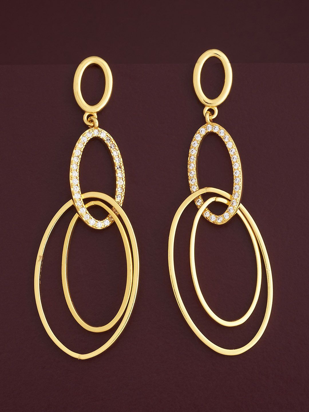 

Kushal's Fashion Jewellery 92.5 Silver Gold-Plated Classic Zircon Drop Earrings