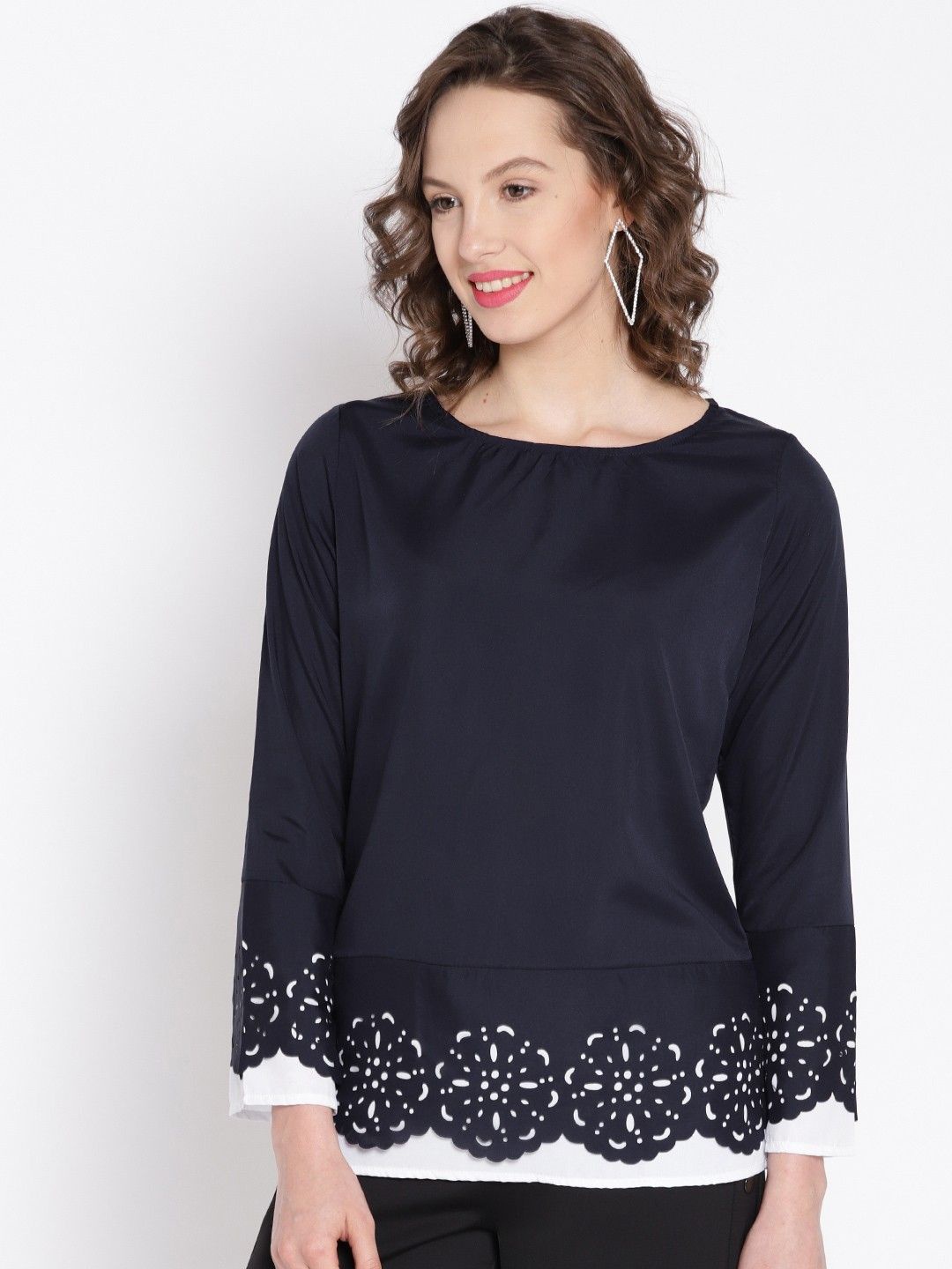 

Moda Rapido Women Round Neck Top, Navy blue