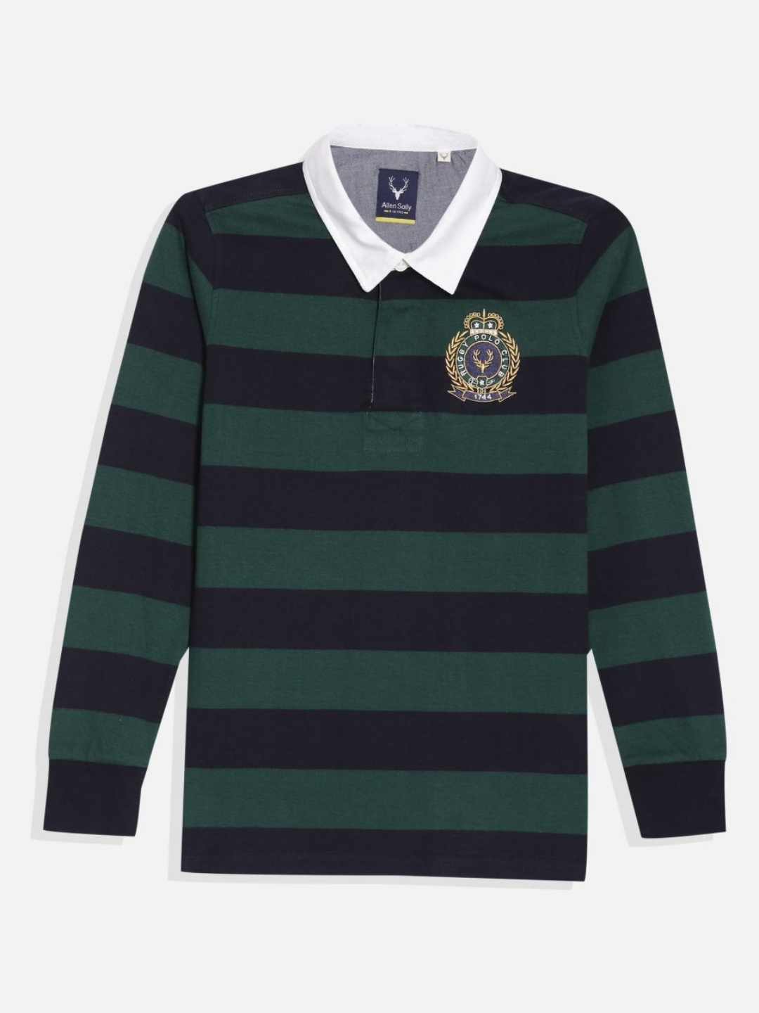 

Allen Solly Junior Boys Striped Polo Collar Cotton T-shirt, Green