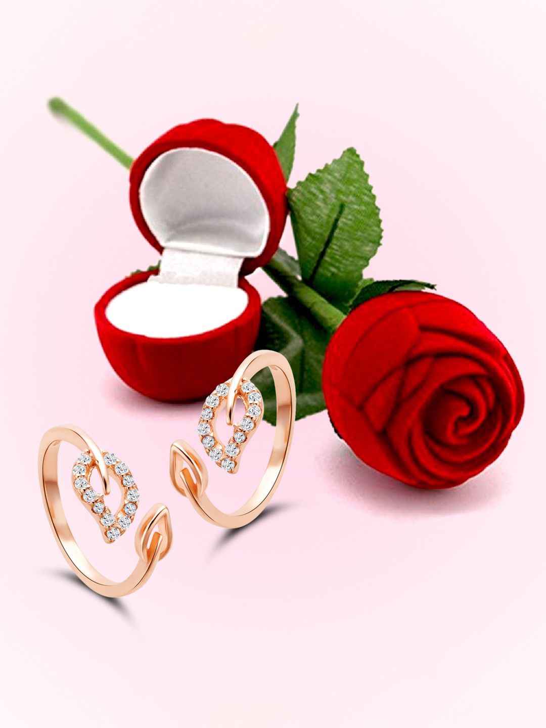 

Peora 925 Sterling Silver Rose Gold-Plated Cubic Zirconia Studded Toe Rings