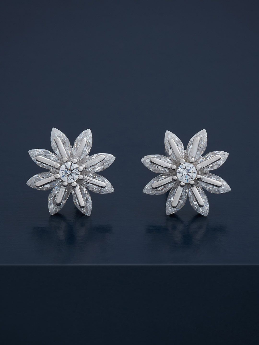 

Kushal's Fashion Jewellery 92.5 Silver Rhodium-Plated Zircon Classic Studs, White