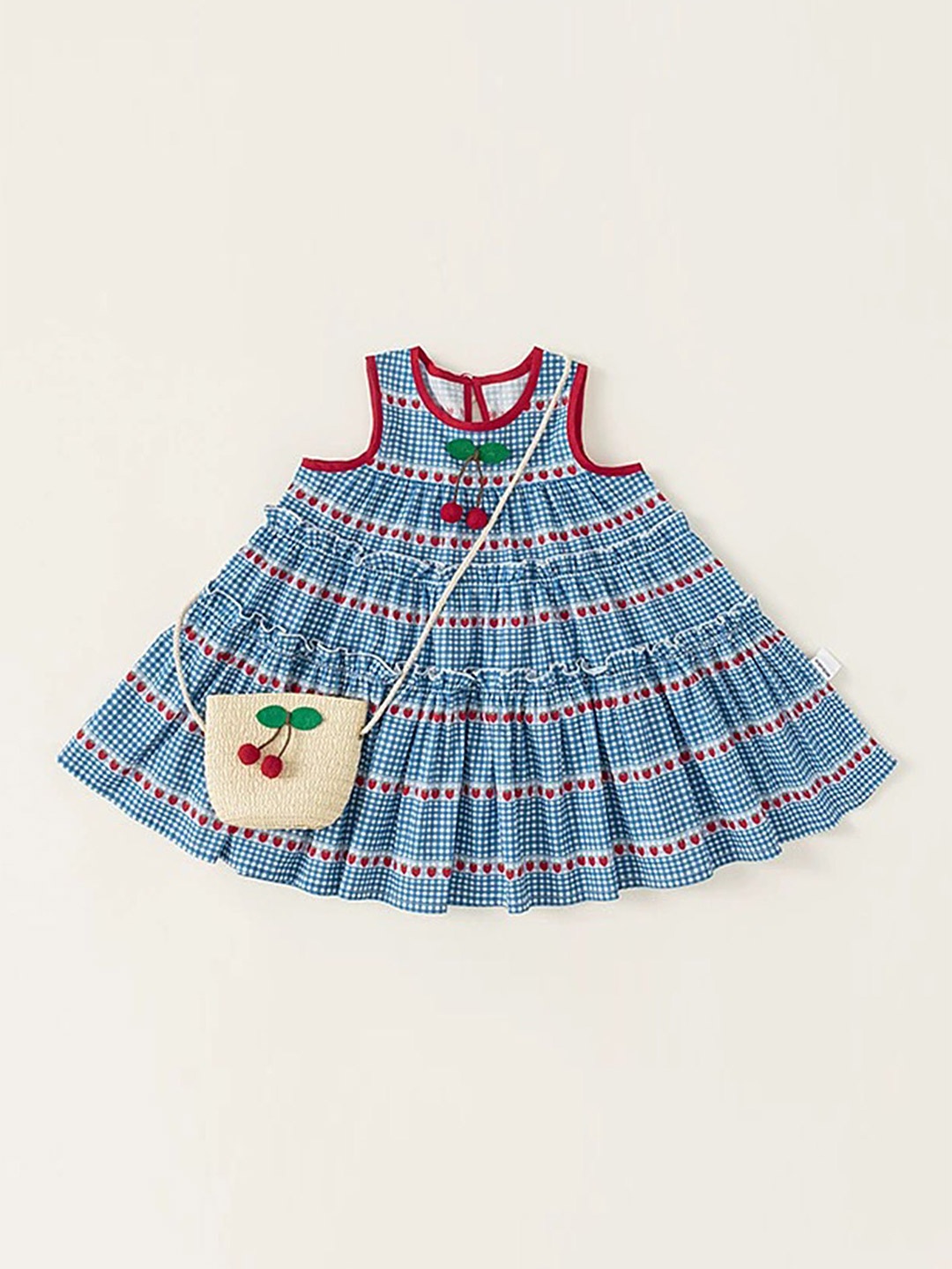 

LULU & SKY Girls Checked A-Line Dress, Blue