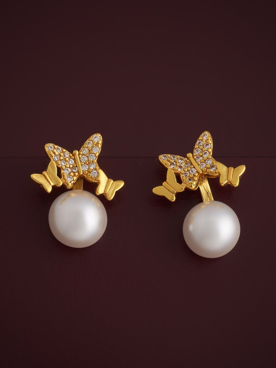 

Kushal's Fashion Jewellery 92.5 Sterling Silver Gold-Plated Pearl Classic Studs