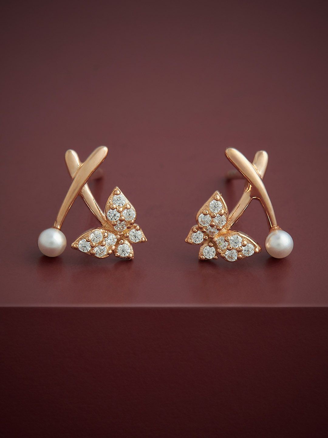 

Kushal's Fashion Jewellery 92.5 Sterling Silver Gold-Plated Classic Pearl Studs Earrings