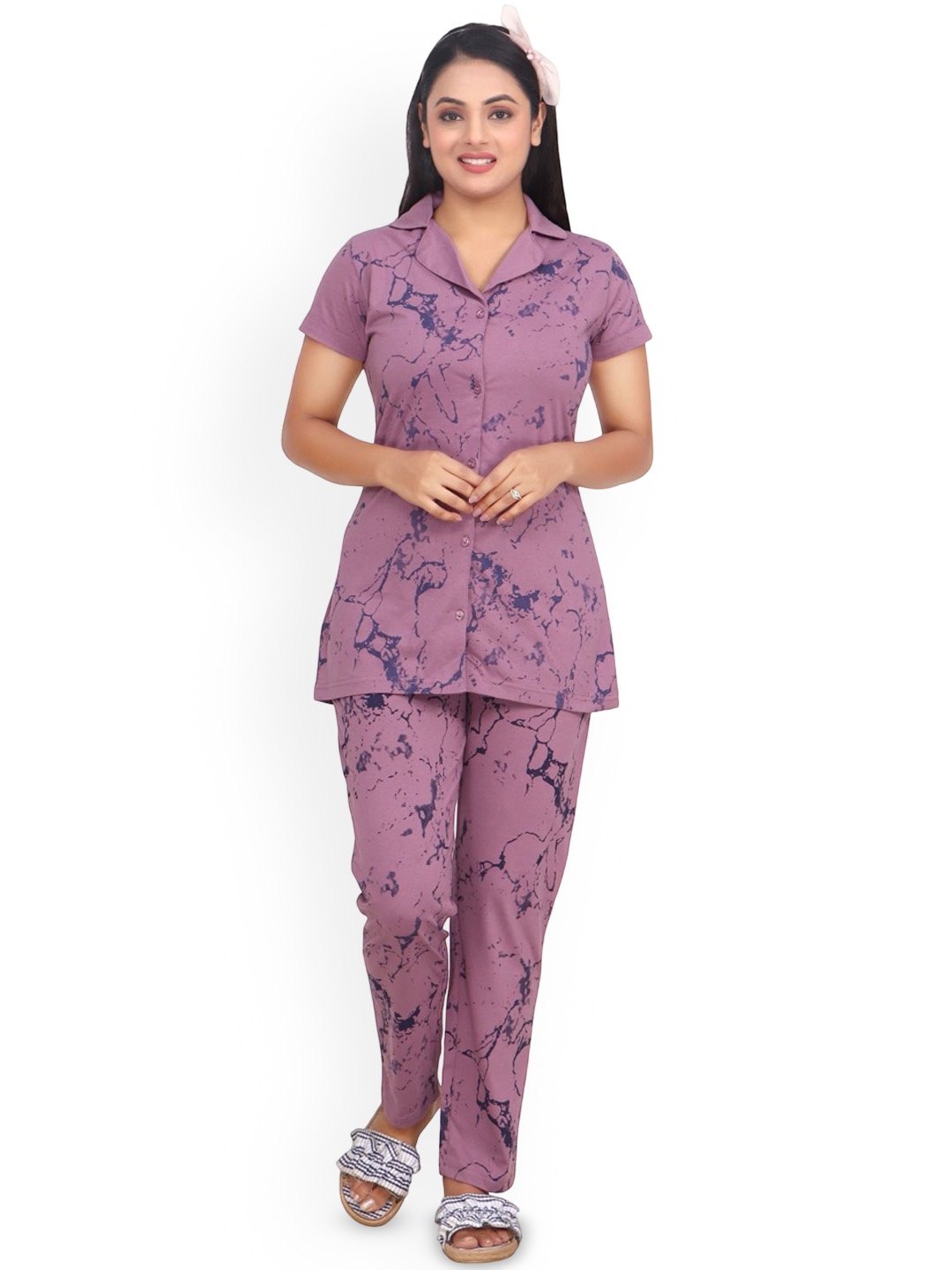 

CLINT Women Printed Night suit, Purple