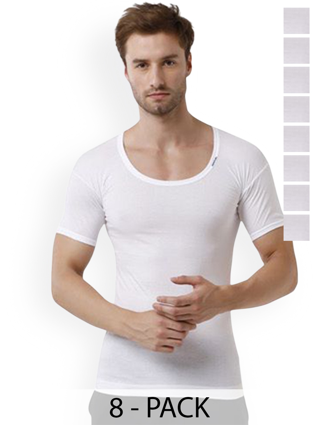 

Rupa Set Of 8 Cotton Undershirt Vests Frontline-White-Vest-RNS-8-105