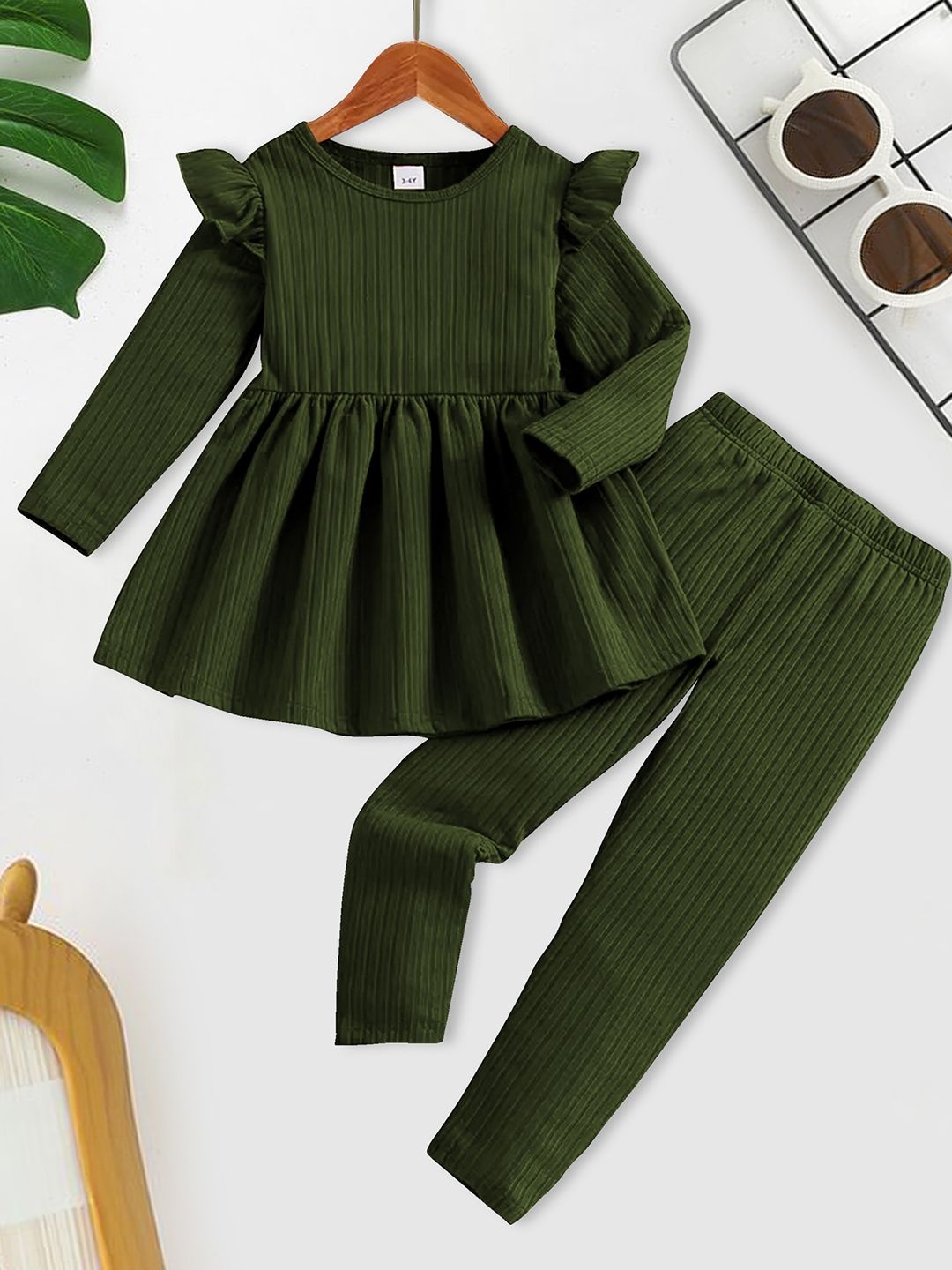 

HERE&NOW Girls Long Sleeves Top With Trouser, Green
