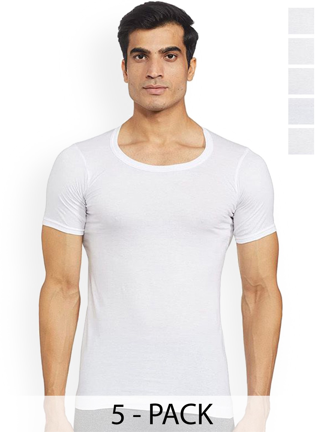 

Rupa Pack Of 5 Cotton Undershirt Vests Frontline-Sky-White-RNS-5-95