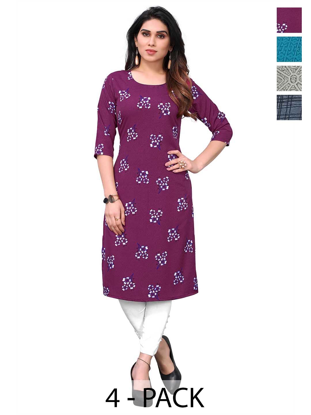 

KETAKI FASHION Women Ethnic Motifs Printed Thread Work Crepe Kurta, Multi