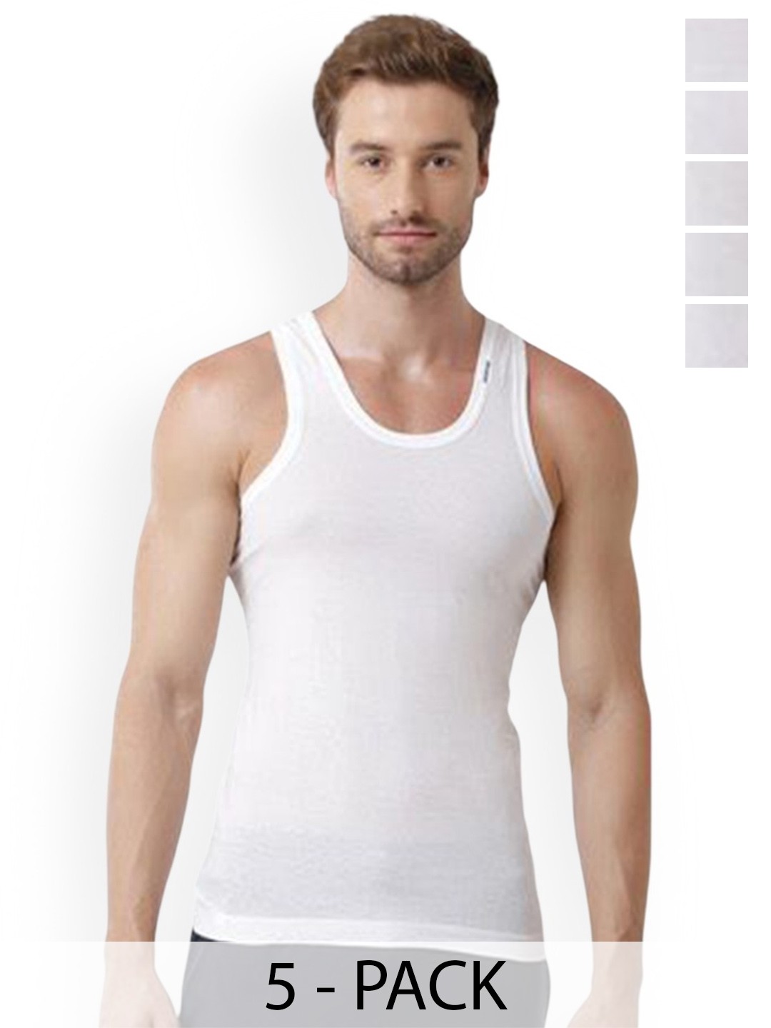 

Rupa Pack Of 5 Pure Cotton Innerwear Vests Frontline-White-Vest-RN-5-100