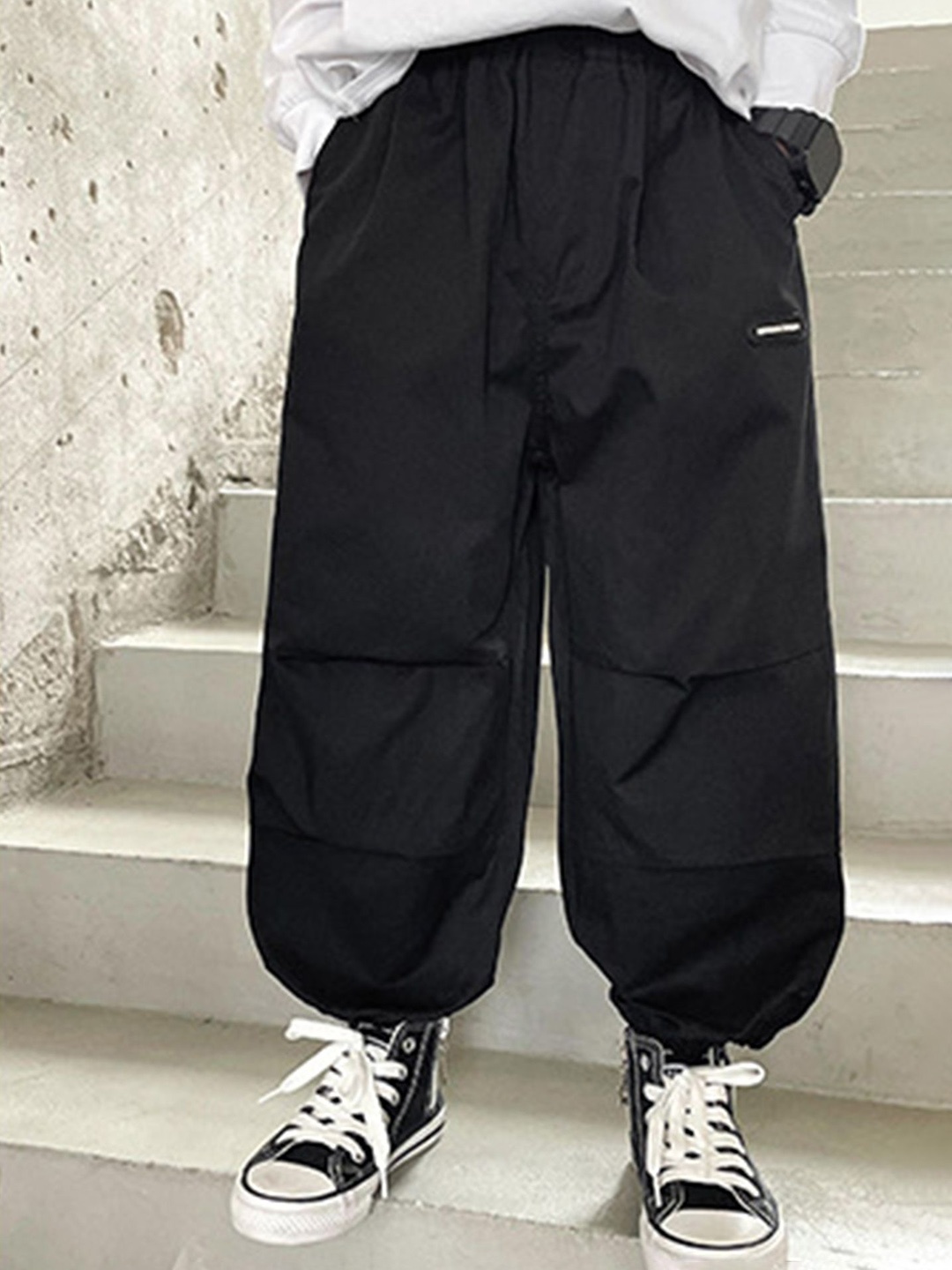 

LULU & SKY Boys Fit High-Rise Slip-On Joggers Trousers, Black
