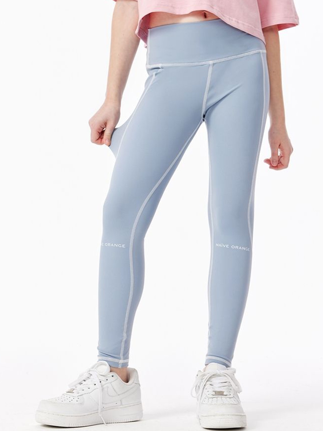 

LULU & SKY Girls Contrast Stitch Activewear Tights, Blue