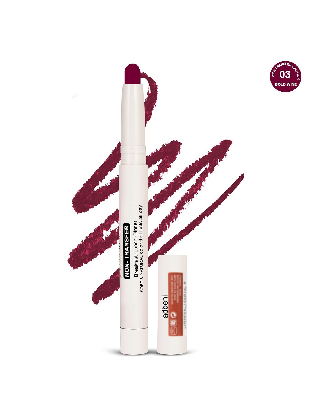 

Adbeni Non-Transfer Waterproof Matte Lip Crayon Lipstick - 3 ml - Bold Wine 03, Burgundy