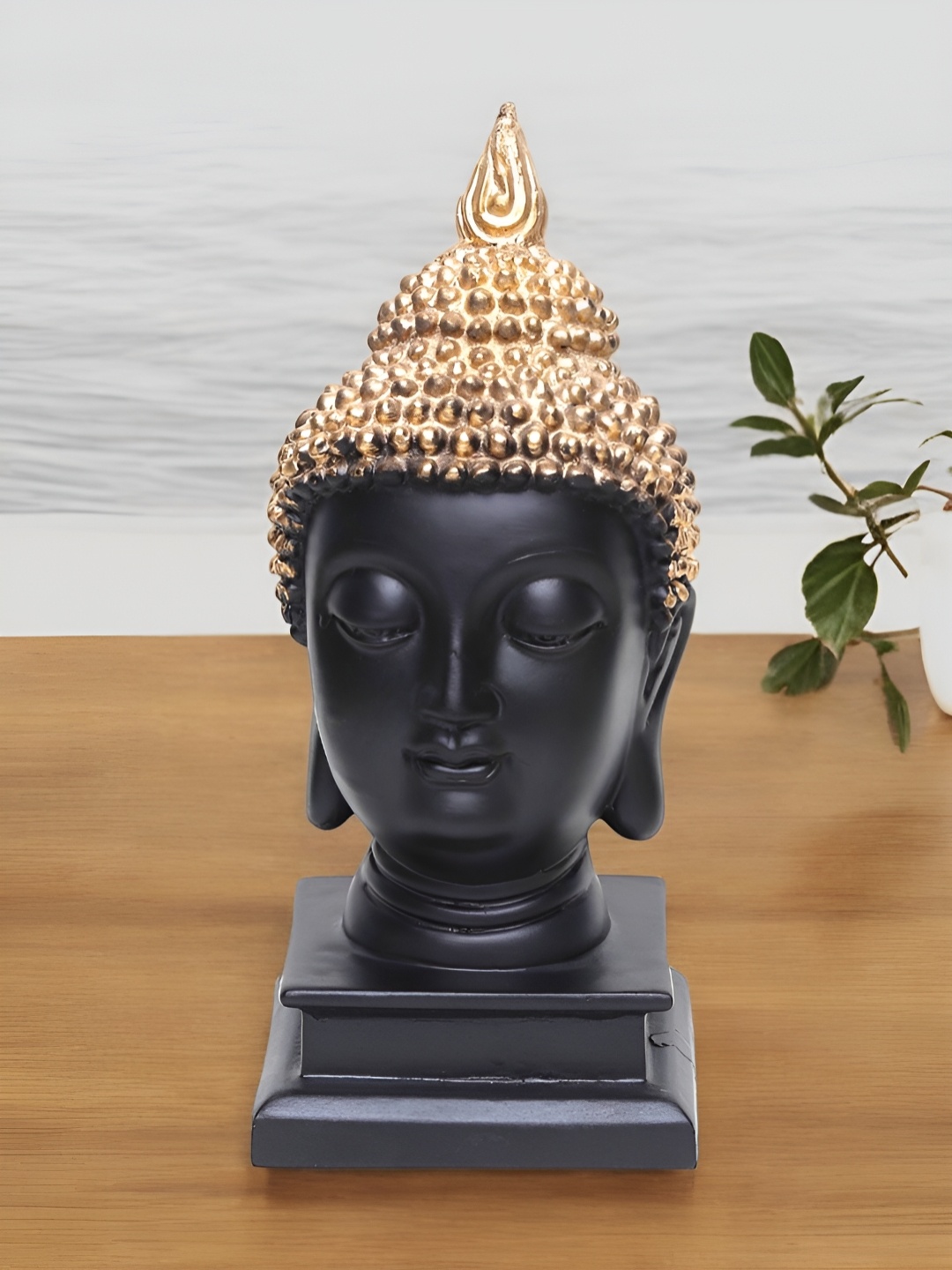 

VIVARS CRAFT Black And Gold-Toned Buddha Religious Idol Showpiece