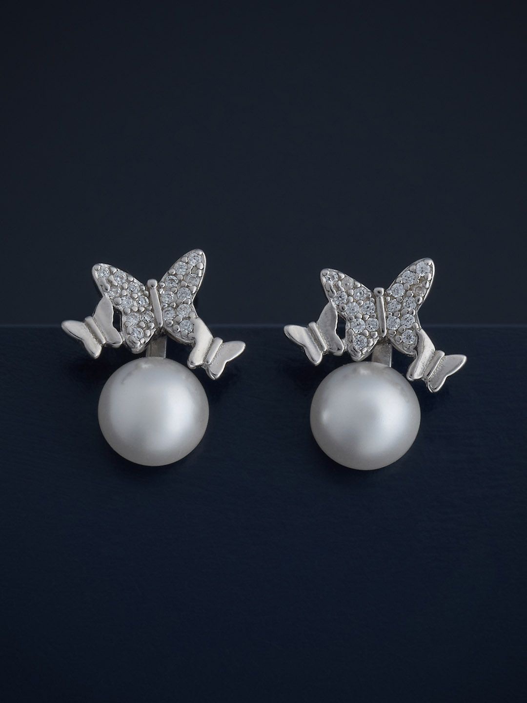 

Kushal's Fashion Jewellery 92.5 Sterling Silver Rhodium-Plated Pearl Classic Studs