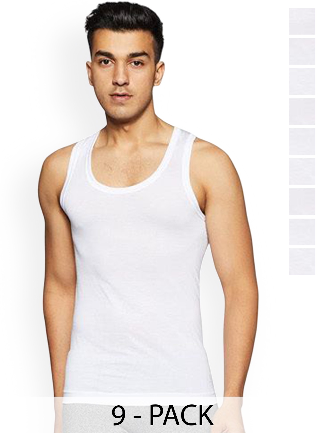 

Rupa Pack Of 9 Pure Cotton Innerwear Vests Frontline-Air-Whit-RN-9-90, White