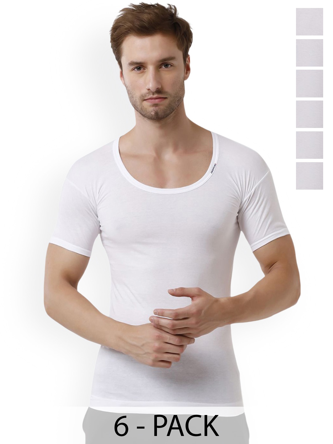 

Rupa Pack Of 6 Cotton Innerwear Vests - Frontline-White-Vest-RNS-6-100