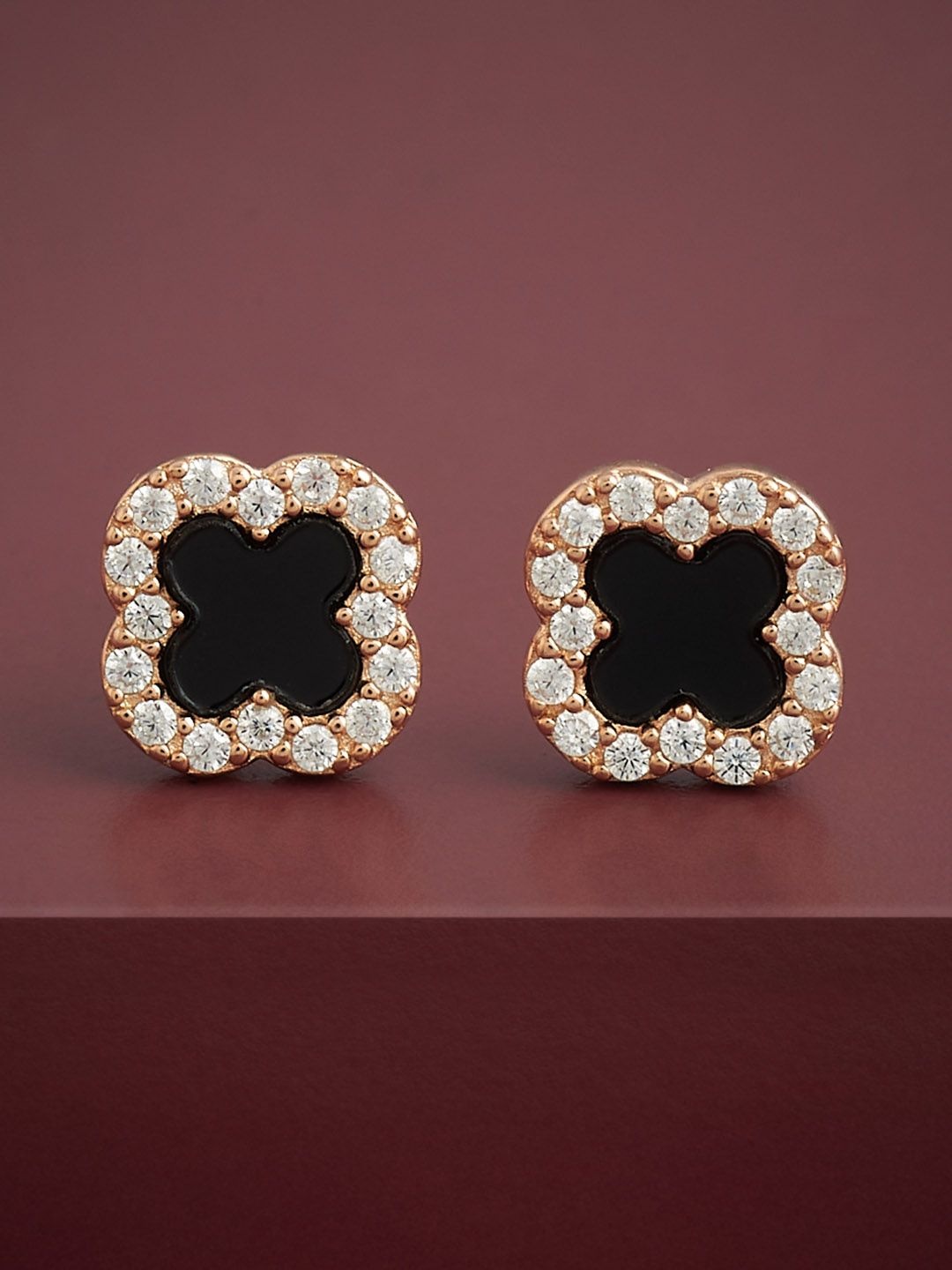 

Kushal's Fashion Jewellery 92.5 Silver Rose Gold-Plated Classic Stud Earrings