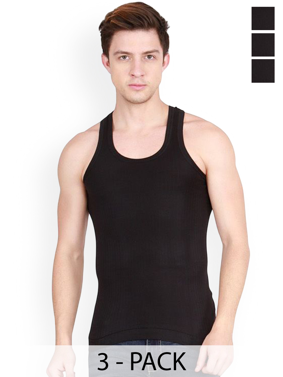 

Rupa Set Of 3 Cotton Undershirt Vests Frontline-Xing-Black-RN-3-90