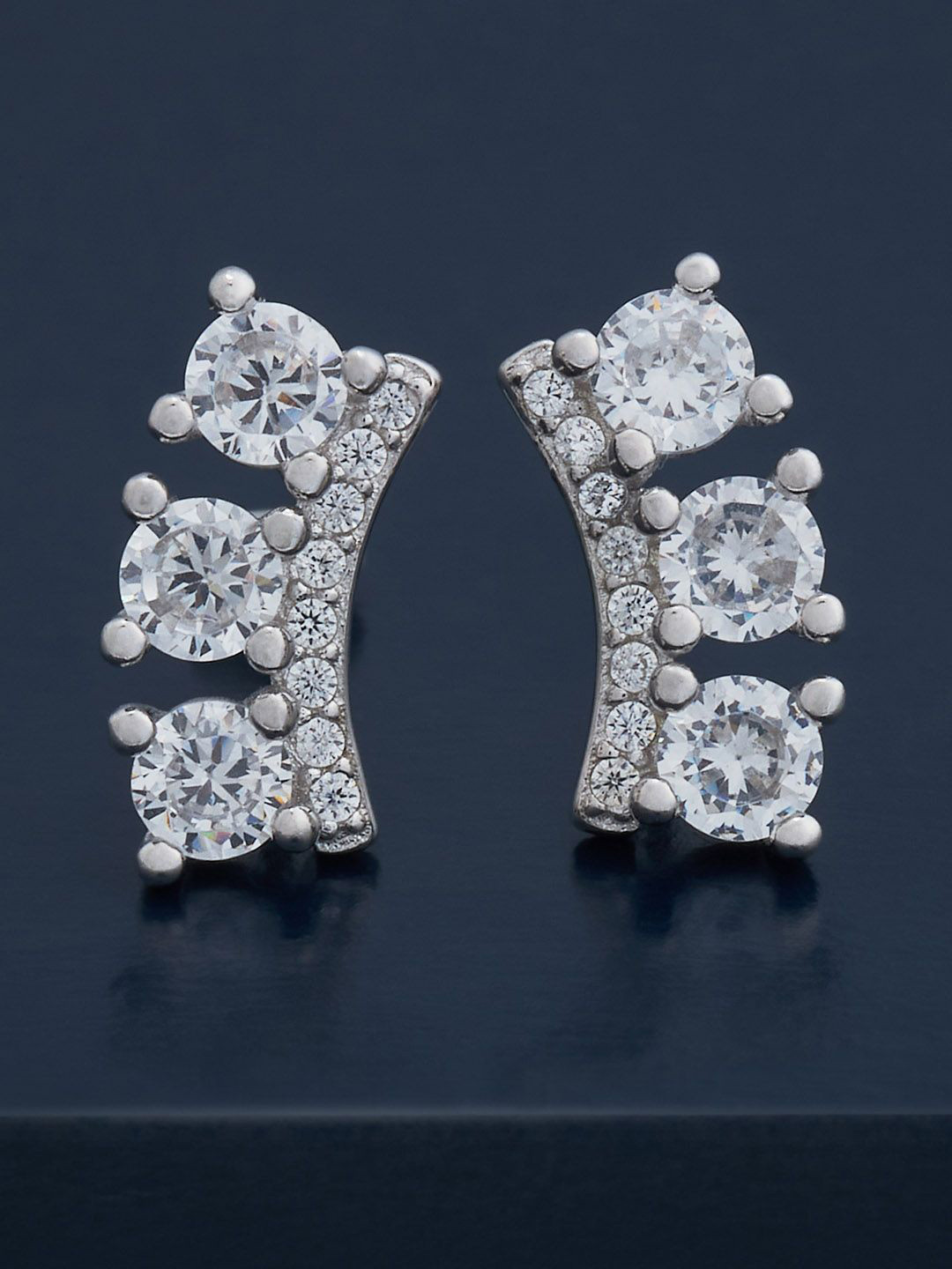

Kushal's Fashion Jewellery 92.5 Silver Rhodium-Plated CZ Classic Studs
