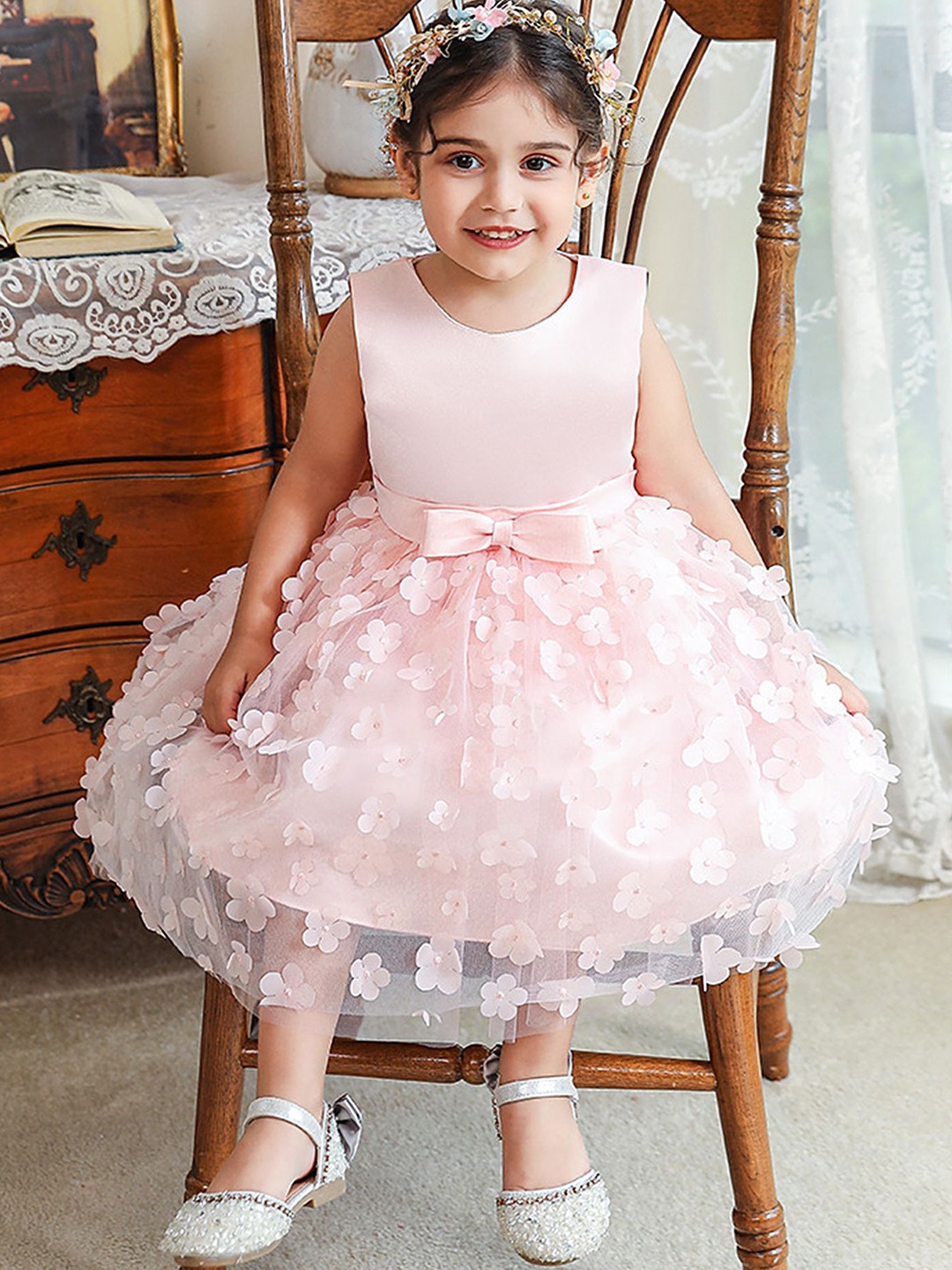 

LULU & SKY Girls Fit & Flare Dress, Pink