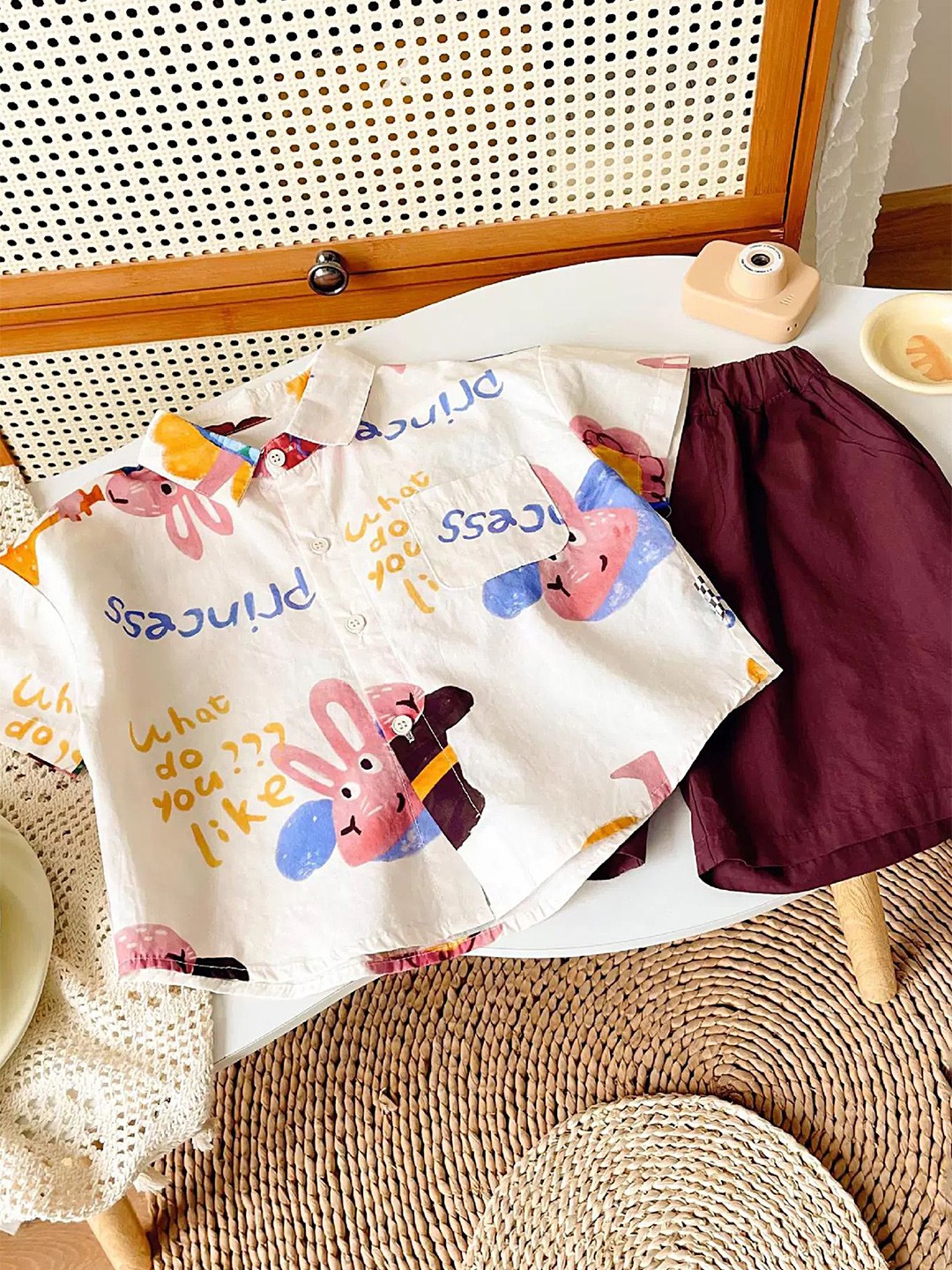 

LULU & SKY Boys Printed Shirt With Shorts, White
