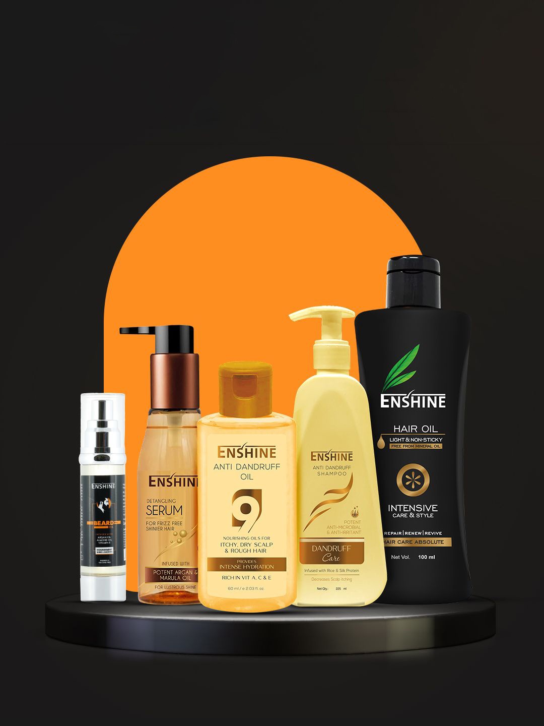 

ENSHINE Set Of 2 Argan And Almond Beard Oil Enriched With Vitamin E - 50 ml Each, Black