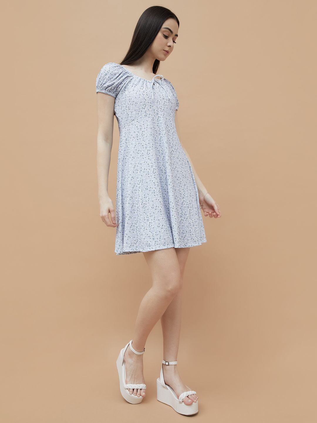 

Ginger by Lifestyle Print A-Line Mini Dress, Blue