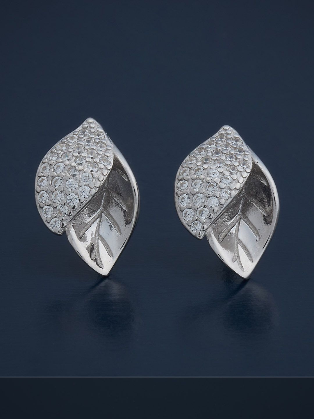 

Kushal's Fashion Jewellery 92.5 Sterling Silver Rhodium-Plated CZ Studded Studs Earrings