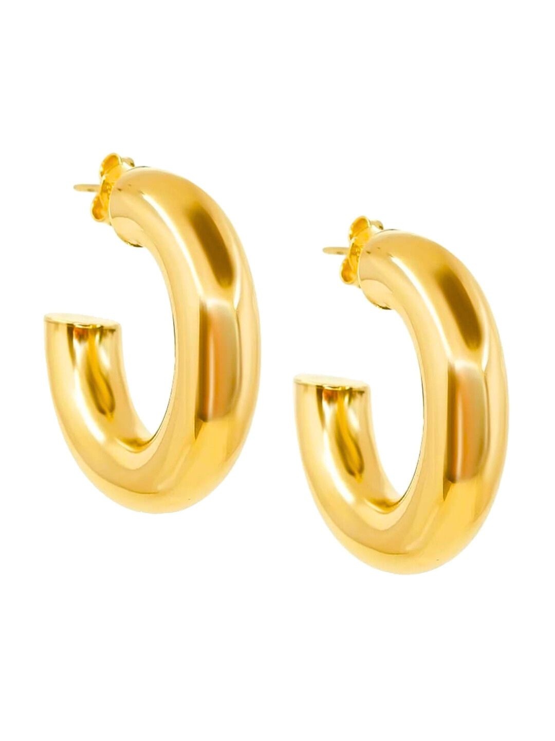 

DressBerry Gold Toned Gold Plated Stainless Steel Half Hoop Earrings