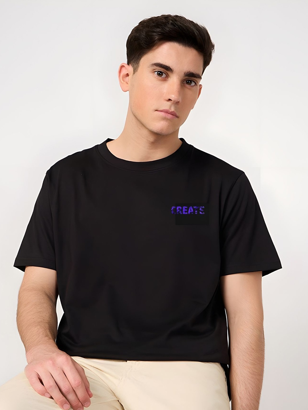 

Moda Rapido Men Typography Printed Round Neck Cotton Relaxed Fit T-shirt, Black
