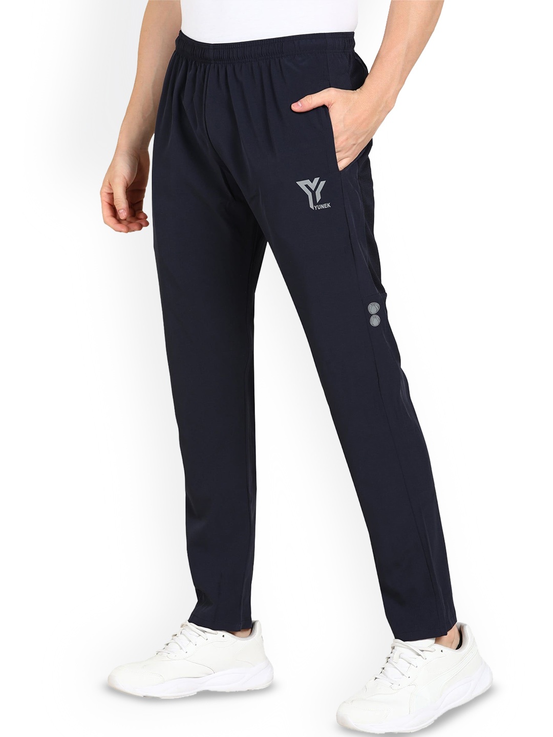 

YUNEK Men Mid Rise Track Pants, Navy blue