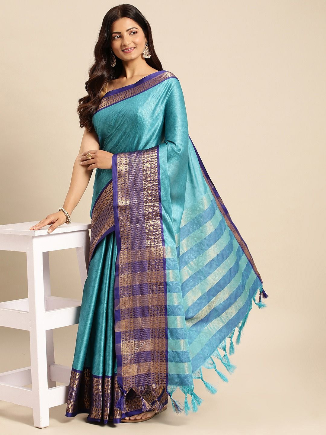 

DIVASTRI Woven Design Zari Banarasi Saree, Blue