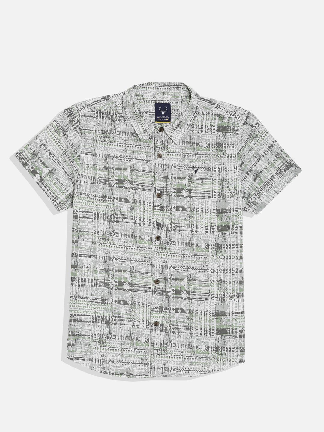 

Allen Solly Junior Boys Spread Collar Abstract Printed Cotton Casual Shirt, White