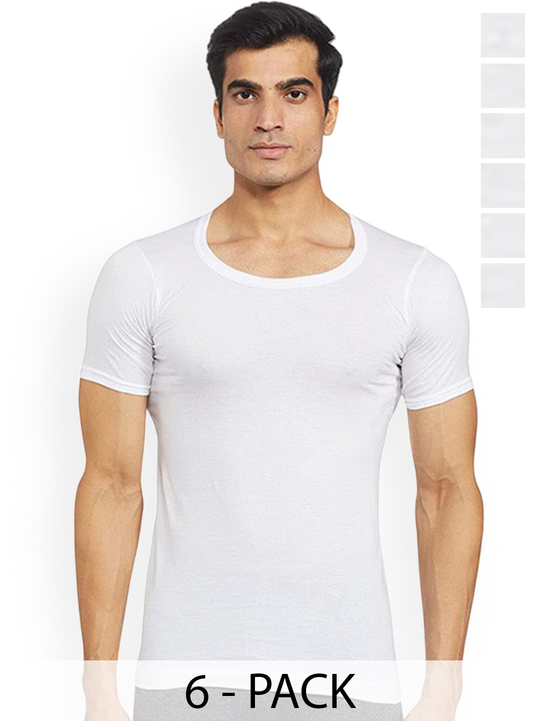 

Rupa Pack Of 6 Pure Cotton Innerwear Vests Frontline-Sky-White-RNS-6-85
