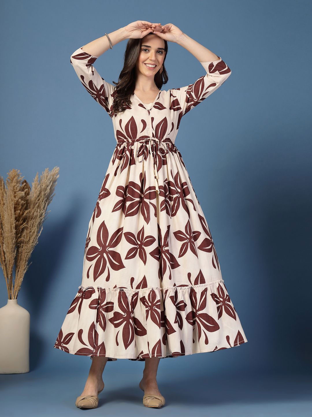 

GLAMALUE Floral Print Crepe Maxi Dress, Brown