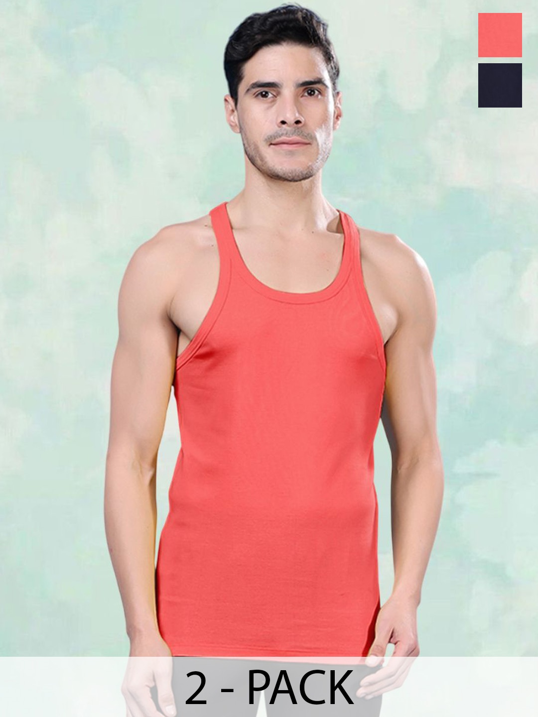 

FBAR Pack Of 2 Sleeveless Gym Vests - FBCA-15-17, Peach