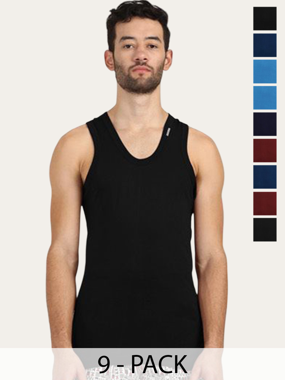 

Rupa Set Of 9 Cotton Undershirt Vests Frontline-Color-Asst-RN-9-80, Teal